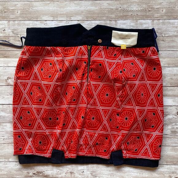 Leifsdottir Denim Mini Skirt Pleated Ruffle Front Dark Blue Wash Size 6 - Picture 10 of 11